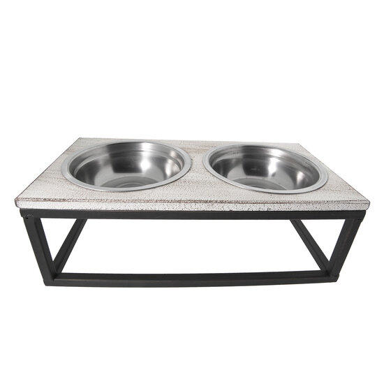 Clayre & Eef | Voerbak Hond Kat Bruin 30x15x10 cm / 2x200 ml | 6Y2800