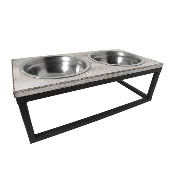 Clayre & Eef | Voerbak Hond Kat Bruin 30x15x10 cm / 2x200 ml | 6Y2800