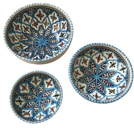 Tapas setje 3 delig Turquoise blue fine | TB.TP.3D | Dishes & Deco