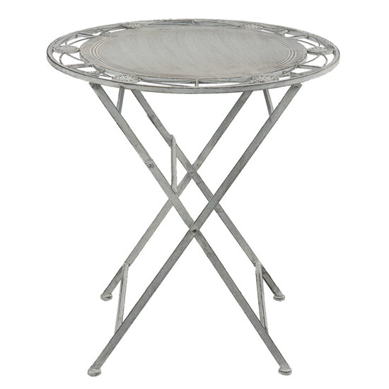 Clayre & Eef | Bistroset Bistrotafel Bistrostoel 3-delig Grijs ø 70x76 / 42x54x93 cm (2) | 5Y0387