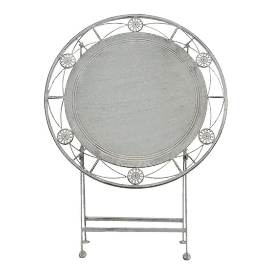 Clayre & Eef | Bistroset Bistrotafel Bistrostoel 3-delig Grijs ø 70x76 / 42x54x93 cm (2) | 5Y0387