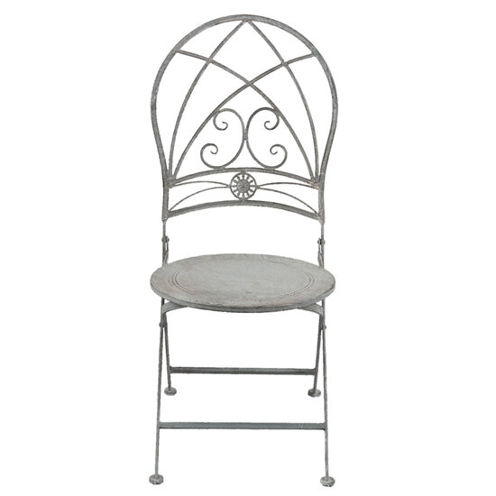 Clayre & Eef | Bistroset Bistrotafel Bistrostoel 3-delig Grijs ø 70x76 / 42x54x93 cm (2) | 5Y0387