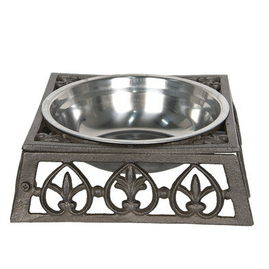 Clayre & Eef | Voerbak Hond Kat Bruin 28x28x8 cm / 820 ml | 6Y3061