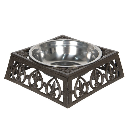 Clayre & Eef | Voerbak Hond Kat Bruin 28x28x8 cm / 820 ml | 6Y3061