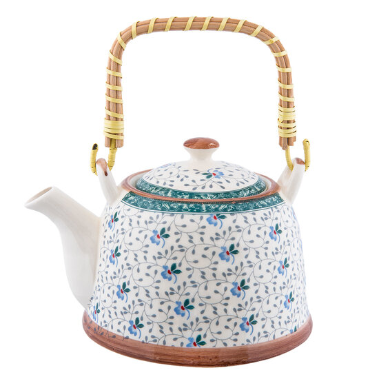 Clayre & Eef | Theepot met Filter Blauw 18x14x12 cm / 700 ml | 6CETE0046