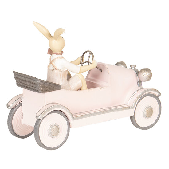 Clayre & Eef | Decoratie Beeld Konijn Roze 24x9x18 cm | 6PR2633