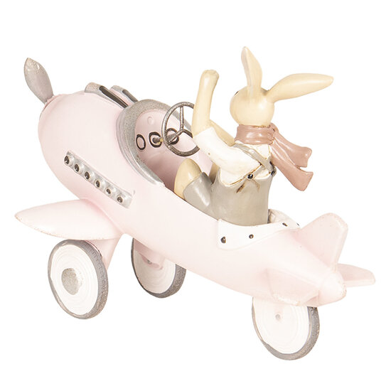Clayre & Eef | Decoratie Beeld Konijn Roze 25x17x18 cm | 6PR2634