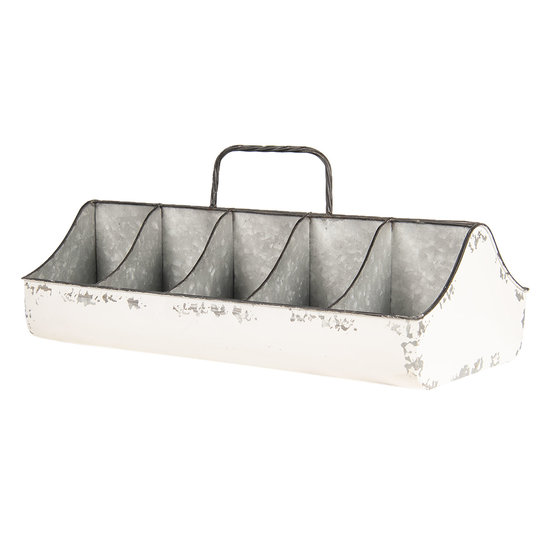 Clayre & Eef | Vakkenbak 10 vakken Wit 50x26x23 cm | 6Y3562
