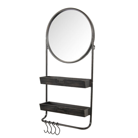 Spiegel met schap 38*12*89 cm Zwart | 52S194 | Clayre & Eef 1