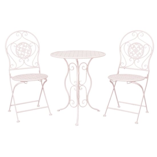 Tafel + 2 stoelen &oslash; 60*70 / 40*40*92 cm (2) Wit | 5Y0189 | Clayre &amp; Eef