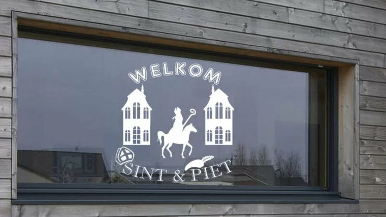 Welkom Sint & Piet sticker Sinterklaas op paard | Rosami Decoratiestickers 1