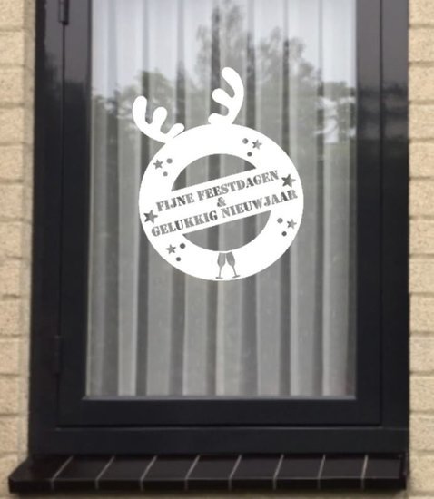 Fijne feestdagen & gelukkig nieuwjaar raamsicker herbruikbaar| Rosami Decoratiestickers 1