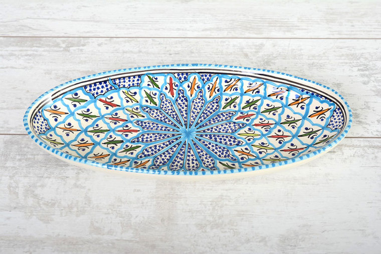 Turquoise blue fine schaal ovaal 40 cm | OS.BC.40 | Dishes & Deco 1