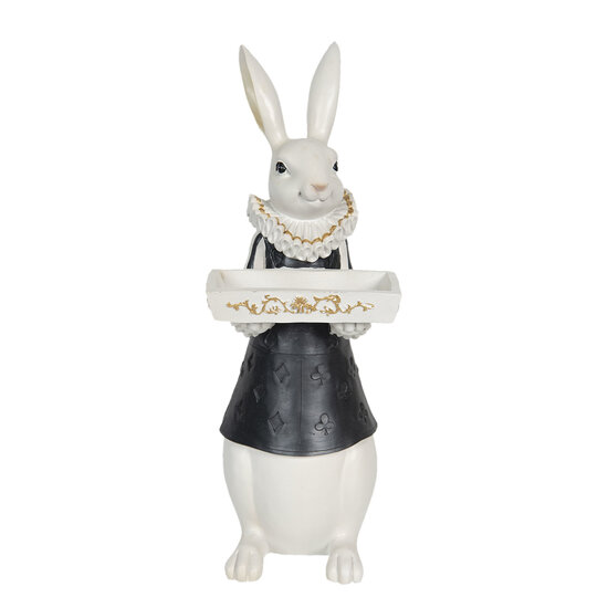 Clayre & Eef | Decoratie Beeld Konijn Wit, Zwart 15x13x37 cm | 6PR3164