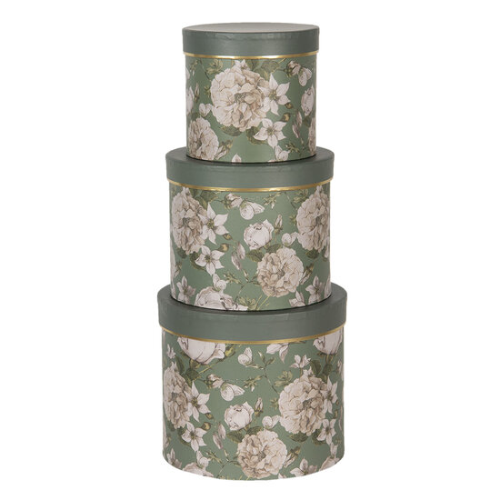 Clayre & Eef | Hoedendoos Set van 3 Groen ø 20x17 / ø 17x15 / ø 14x13 cm | 64743