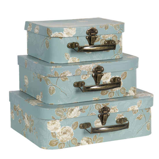 Clayre & Eef | Decoratie koffer Set van 3 Groen 30x21x9/25x18x9/20x16x8 cm | 64753