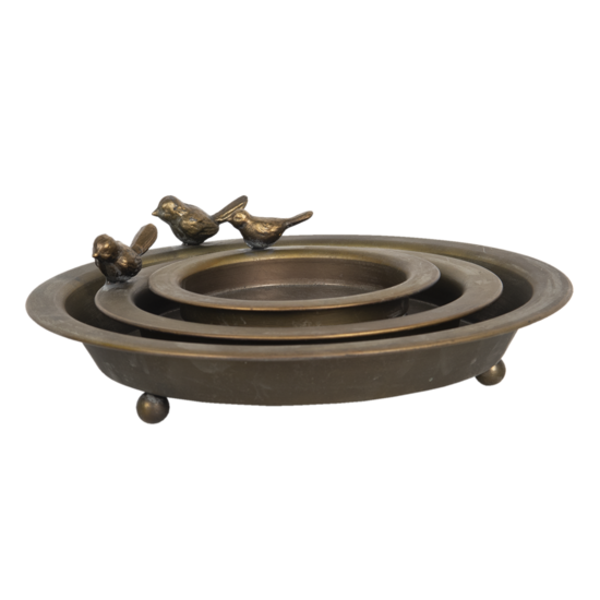 Clayre & Eef | Serveerschalen Set van 3 Bruin ø 30x9 / ø 22x7 / ø 16x5 cm | 6Y4205