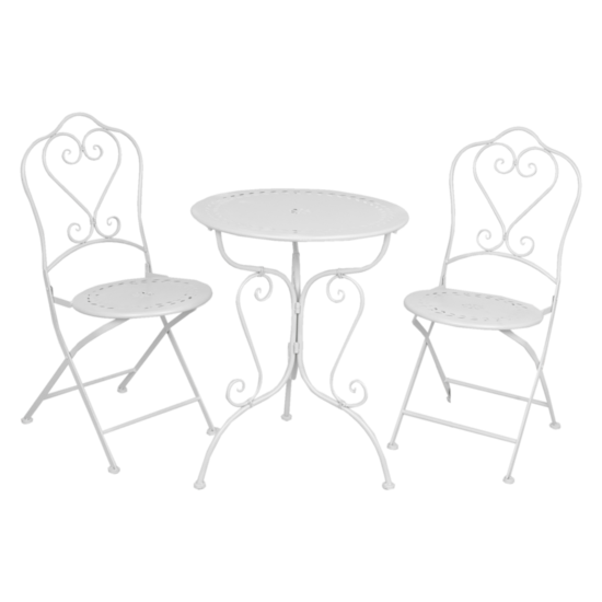 Tafel + 2 stoelen ø 62*73 / 48*40*93 cm (2) Wit | 5Y0129W | Clayre & Eef