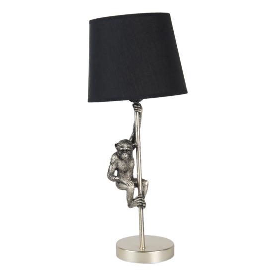 Clayre & Eef | Tafellamp Aap Zwart Zilverkleurig ø 20x49 cm E27/max 1x60W | 6LMC0049