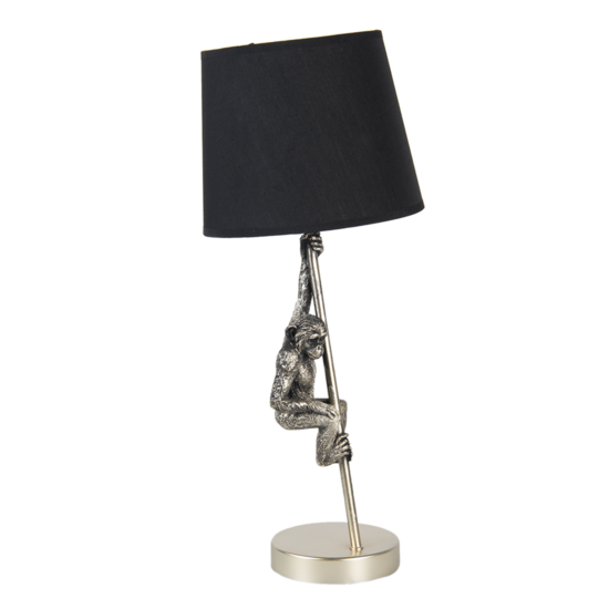 Clayre & Eef | Tafellamp Aap Zwart Zilverkleurig ø 20x49 cm E27/max 1x60W | 6LMC0049