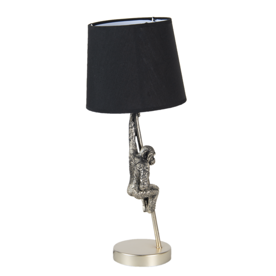 Clayre & Eef | Tafellamp Aap Zwart Zilverkleurig ø 20x49 cm E27/max 1x60W | 6LMC0049