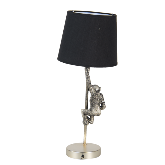Clayre & Eef | Tafellamp Aap Zwart Zilverkleurig ø 20x49 cm E27/max 1x60W | 6LMC0049