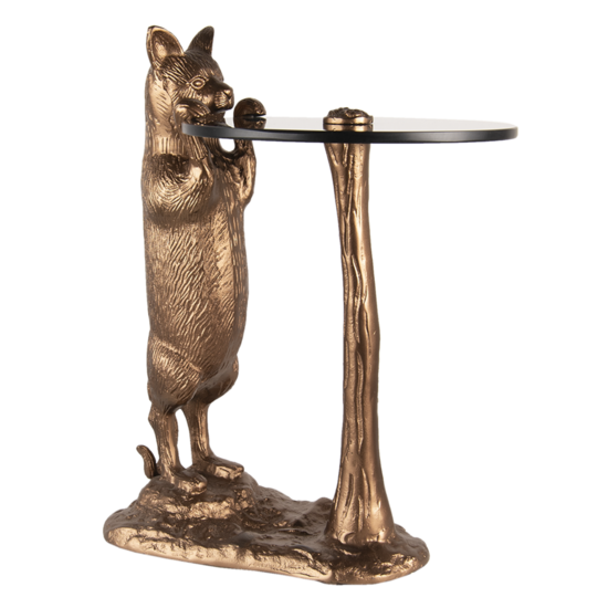Clayre & Eef | Bijzettafel Kat Koperkleurig, Zwart 40x36x51 cm | 6AL0051