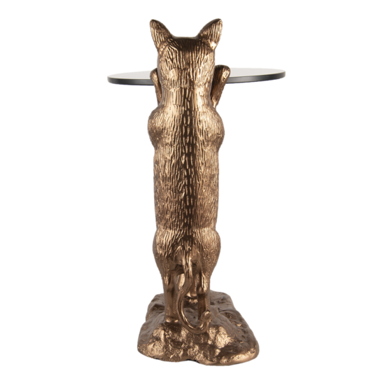 Clayre & Eef | Bijzettafel Kat Koperkleurig, Zwart 40x36x51 cm | 6AL0051