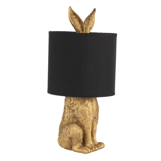 Clayre & Eef | Tafellamp Konijn Goudkleurig, Zwart ø 20x43 cm E27/max 1x60W | 6LMC0013GO