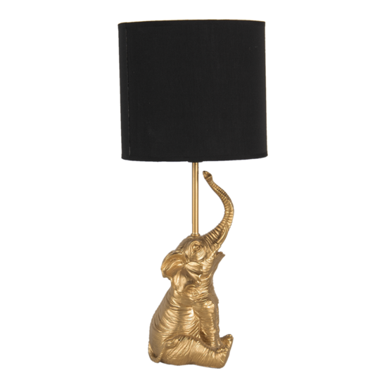 Clayre & Eef | Tafellamp Olifant Goudkleurig, Zwart ø 20x46 cm E27/max 1x60W | 6LMC0038
