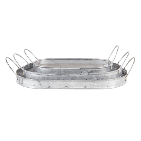 Decoratief dienblad (set van 3) 27*16*5 / 24*13*5 / 20*10*5 cm Bruin | 6H2009 | Clayre & Eef