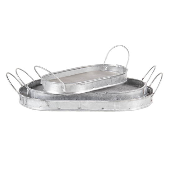 Decoratief dienblad (set van 3) 27*16*5 / 24*13*5 / 20*10*5 cm Bruin | 6H2009 | Clayre & Eef