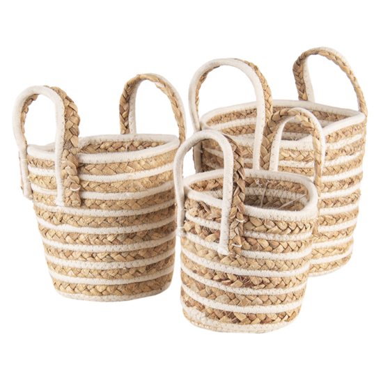 Clayre & Eef | Opbergmanden Set van 3 Beige, Bruin ø21x20 cm | 6RO0514
