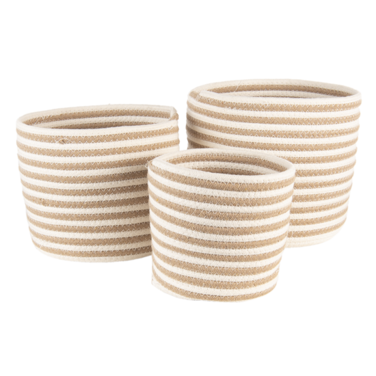 Clayre & Eef | Opbergmanden Set van 3 Beige, Bruin ø 26x21 / ø 26x21 / ø 19x18 cm | 6RO0517