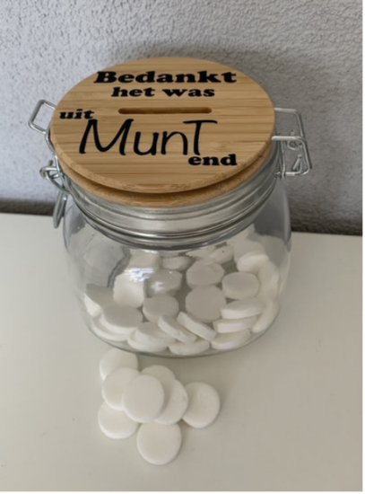 Spaar/Snoeppot Bedankt het was uitMUNTend | Juf & Meester Cadeau