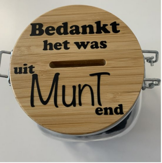 Spaar/Snoeppot Bedankt het was uitMUNTend | Juf & Meester Cadeau 3