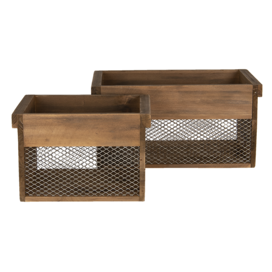 Clayre & Eef | Opbergdoos Set van 2 Bruin 32x19x16 / 23x16x15 cm | 6H1996