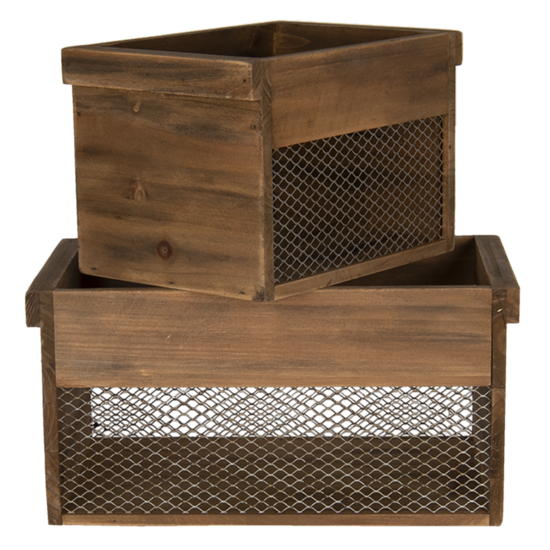 Clayre & Eef | Opbergdoos Set van 2 Bruin 32x19x16 / 23x16x15 cm | 6H1996