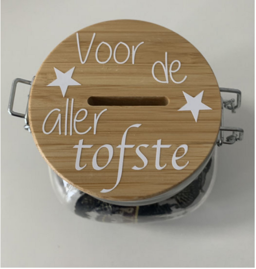 Spaar/Snoeppot Voor de aller Tofste | Juf & Meester Cadeau 3