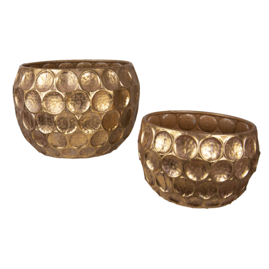 Clayre & Eef | Bloempotten Binnen Set van 2 Goudkleurig ø 41x27 / ø 31x19 cm | 6Y4307