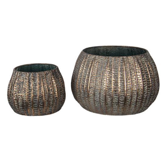Clayre & Eef | Bloempotten Binnen Set van 2 Koperkleurig ø 40x25 / ø 28x19 cm | 6Y4308