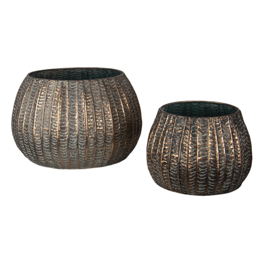 Clayre & Eef | Bloempotten Binnen Set van 2 Koperkleurig ø 40x25 / ø 28x19 cm | 6Y4308