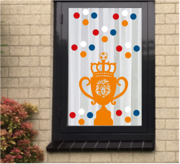 Voetbal EK WK (raam) sticker set herbruikbaar Beker & Confetti | Rosami Decoratiestickers