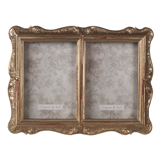Clayre & Eef | Fotolijst Goudkleurig 17x2x22 cm / 8x12 cm (2) | 2F0826