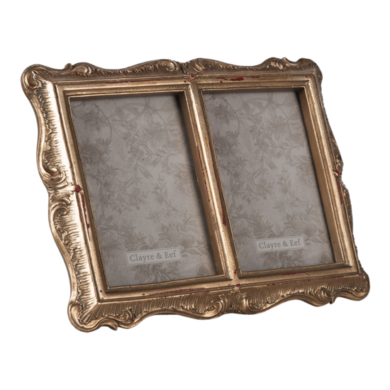 Clayre & Eef | Fotolijst Goudkleurig 17x2x22 cm / 8x12 cm (2) | 2F0826
