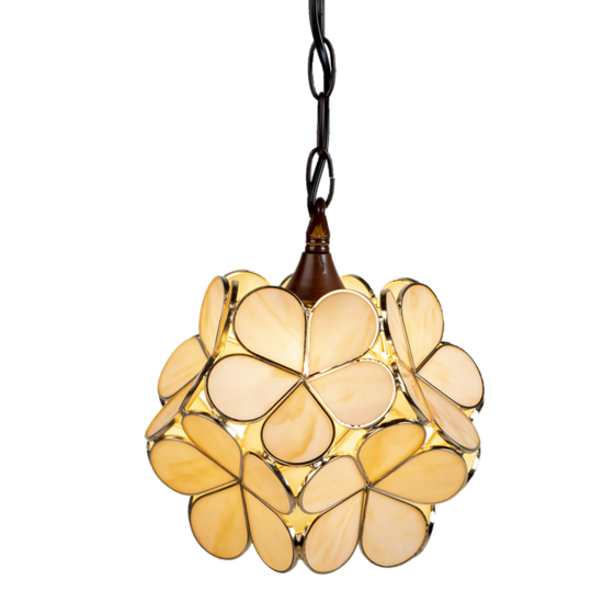 Clayre & Eef | Hanglamp Tiffany Beige 21x21x17/90 cm E14/max 1x40W | 5LL-6092