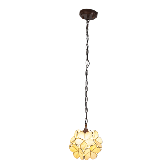 Clayre & Eef | Hanglamp Tiffany Beige 21x21x17/90 cm E14/max 1x40W | 5LL-6092