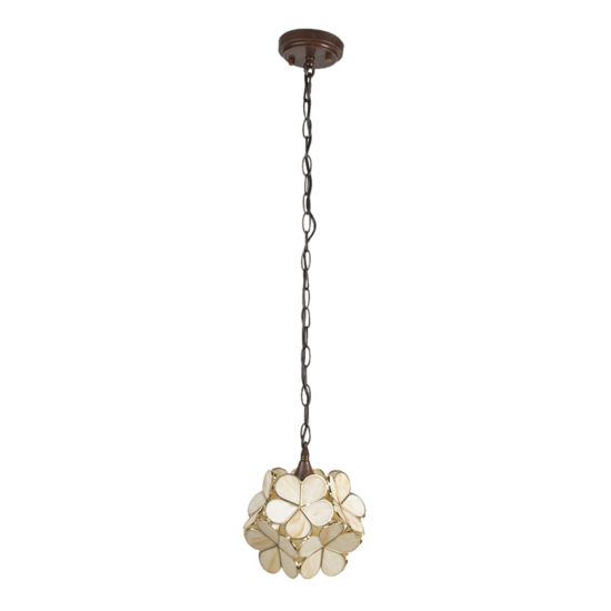 Clayre & Eef | Hanglamp Tiffany Beige 21x21x17/90 cm E14/max 1x40W | 5LL-6092