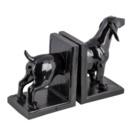 Clayre & Eef | Boekensteunen Set van 2 Hond Zwart 25x9x15 cm | 6PR4623