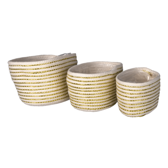 Clayre & Eef | Opbergmanden Set van 3 Wit 28x14x14 / 26x12x12 / 24x10x12 cm | 6RO0527